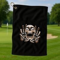 Eternal Horror Creepy Skeleton Screaming Dark Horror Spooky Golf Towel thumb 1