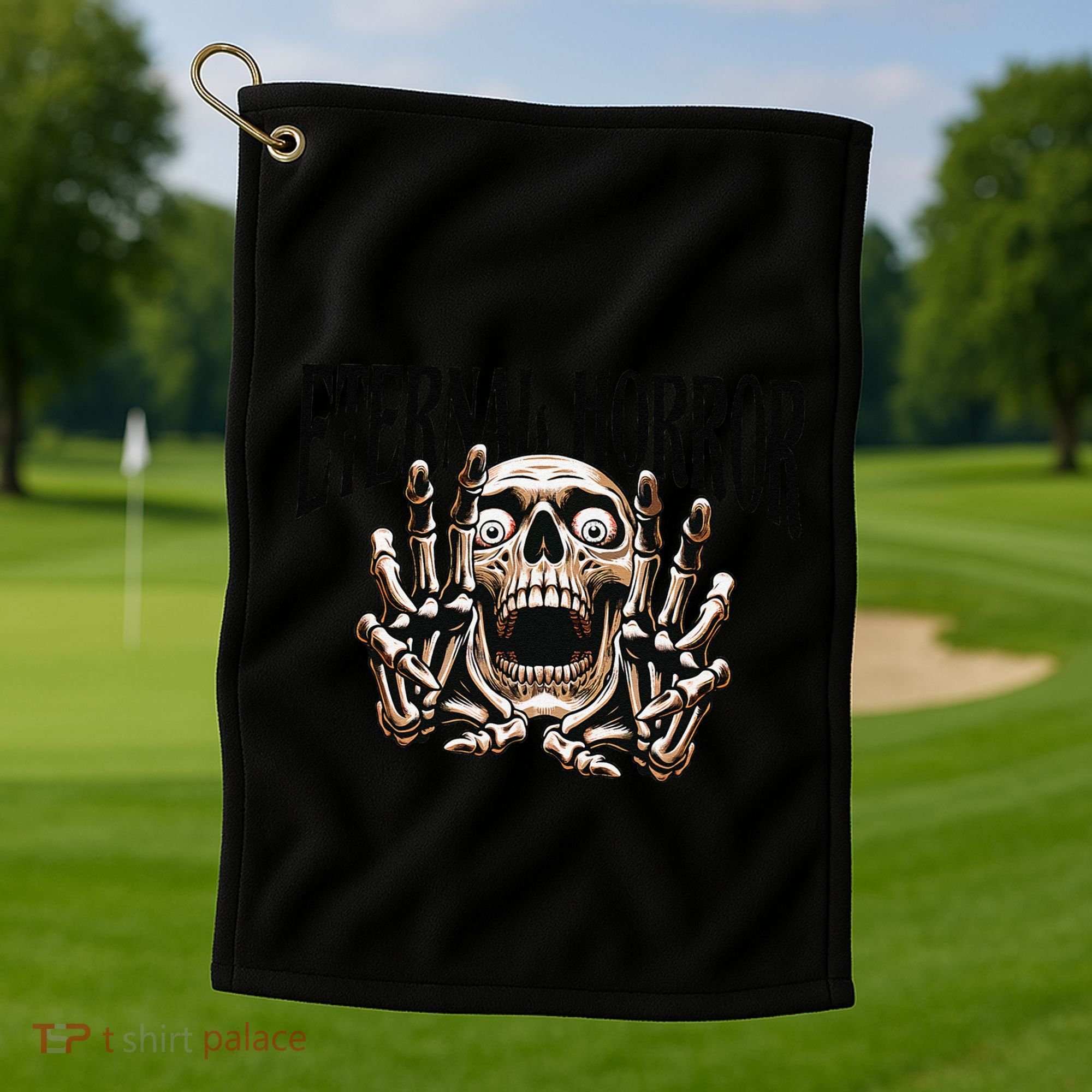 Eternal Horror Creepy Skeleton Screaming Dark Horror Spooky Golf Towel
