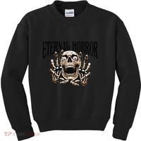Eternal Horror Creepy Skeleton Screaming Dark Horror Spooky Kids Sweatshirt thumb 0