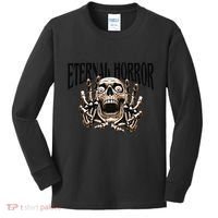 Eternal Horror Creepy Skeleton Screaming Dark Horror Spooky Kids Long Sleeve Shirt thumb 0