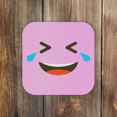 Emoticon Halloween Costumes Laughing Crying Face Coaster