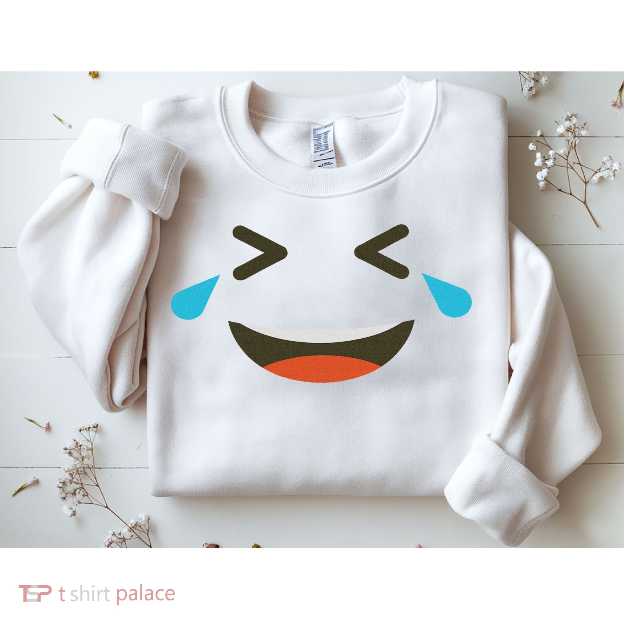 Emoticon Halloween Costumes Laughing Crying Face Sweatshirt