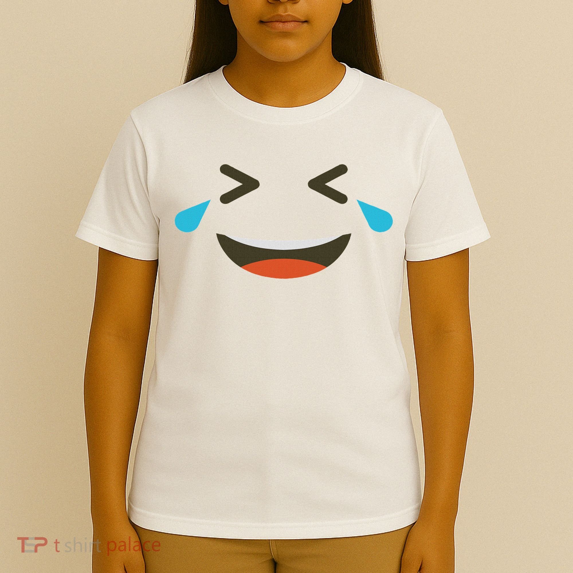 Emoticon Halloween Costumes Laughing Crying Face T-Shirt