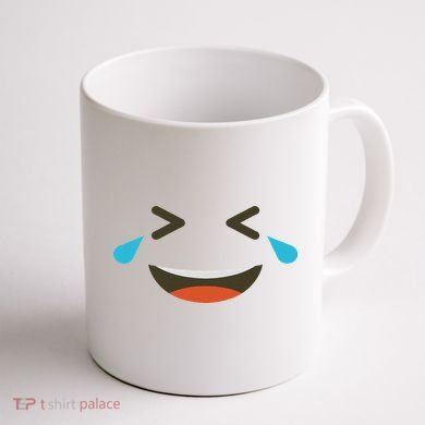 Emoticon Halloween Costumes Laughing Crying Face Coffee Mug back