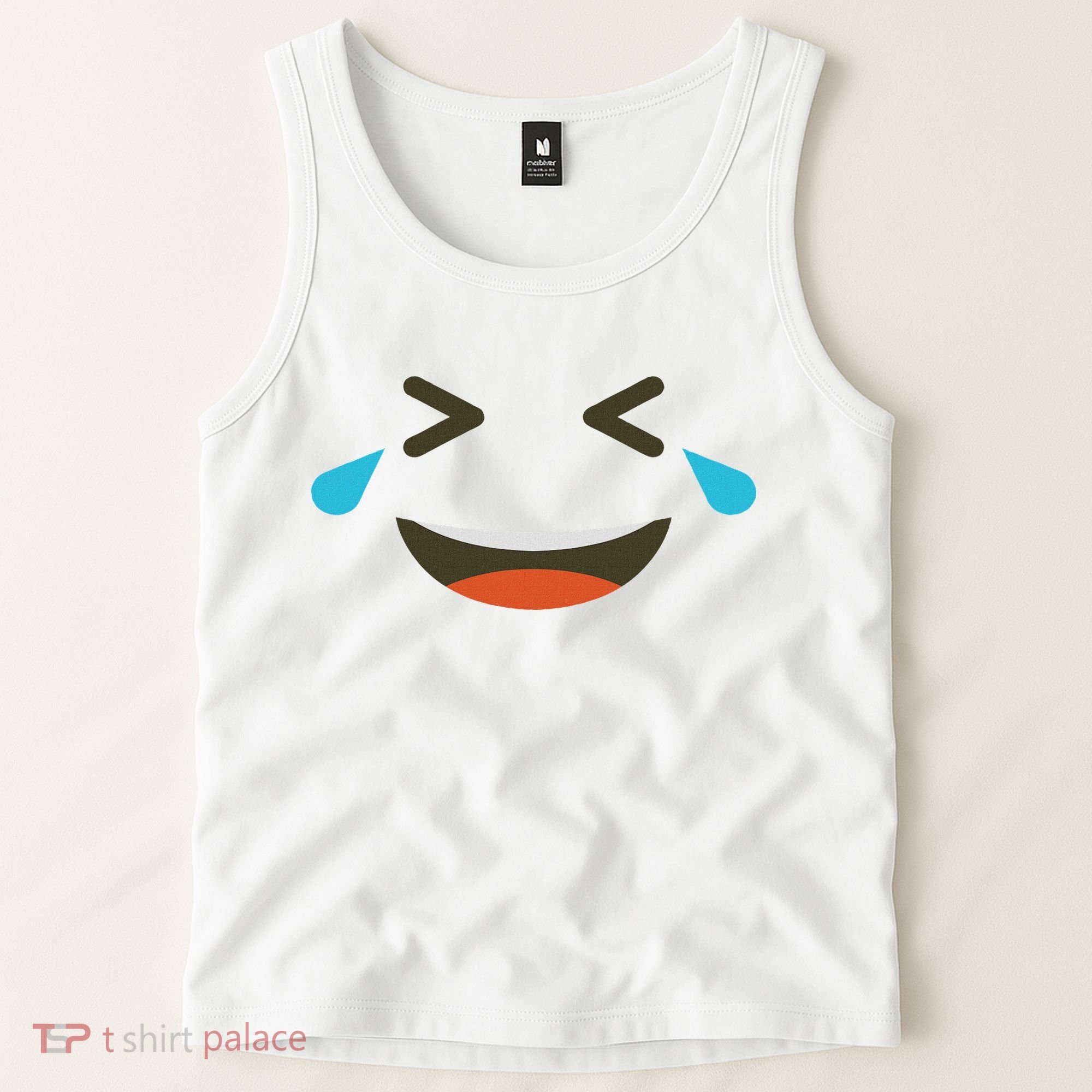 Emoticon Halloween Costumes Laughing Crying Face Tank Top