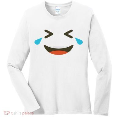 Emoticon Halloween Costumes Laughing Crying Face Women's Long Sleeve Shirt