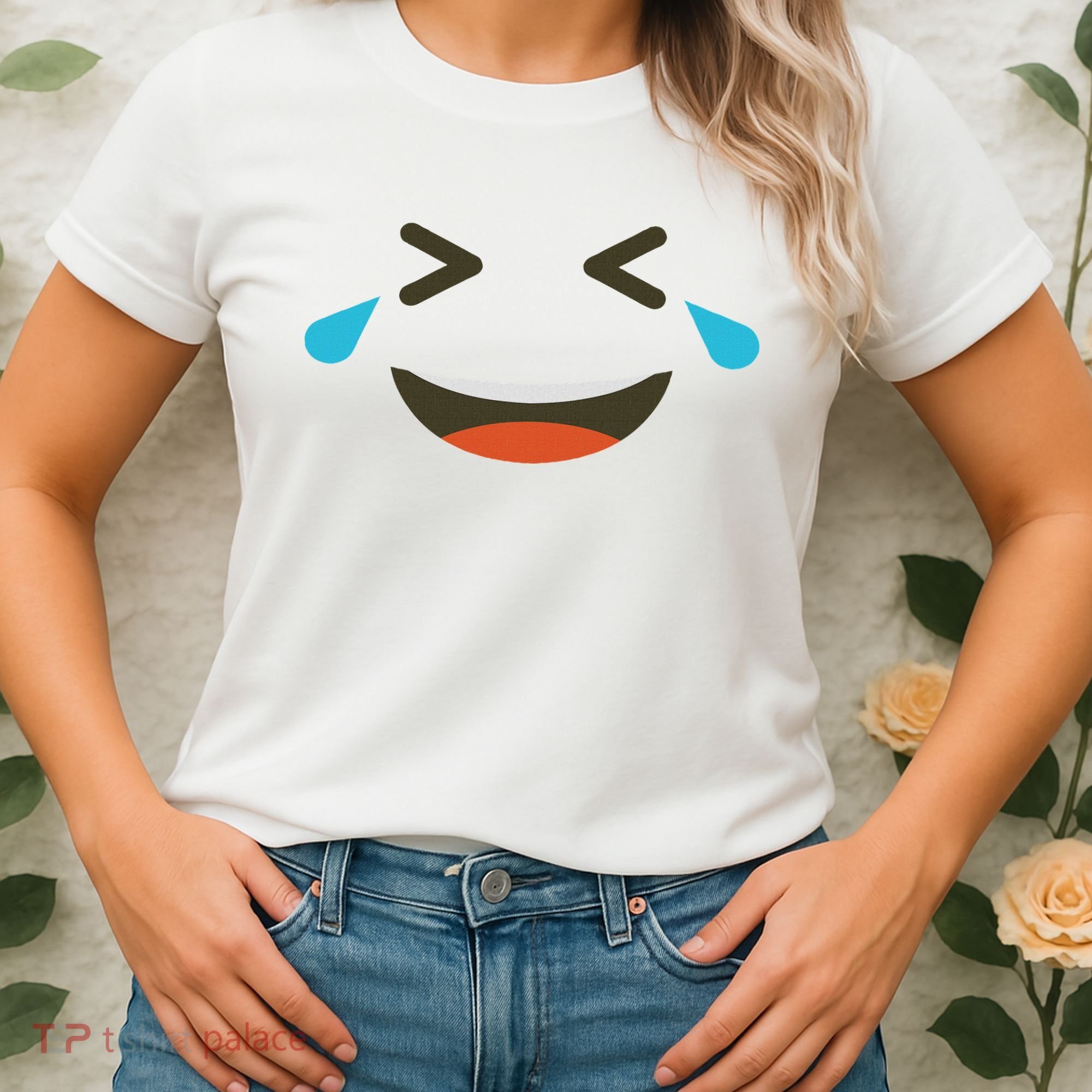 Emoticon Halloween Costumes Laughing Crying Face Women's T-Shirt