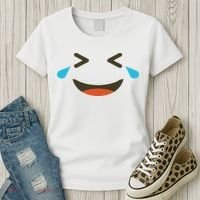 Emoticon Halloween Costumes Laughing Crying Face Women's T-Shirt thumb 3