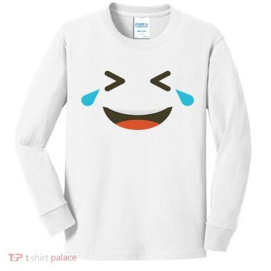 Emoticon Halloween Costumes Laughing Crying Face Kids Long Sleeve Shirt