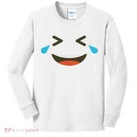 Emoticon Halloween Costumes Laughing Crying Face Kids Long Sleeve Shirt thumb 0