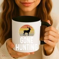 Elk Hunter Funny Gift Funny Elk Hunting Gift Gone Hunting Retro Funny Gift Coffee Mug thumb 3