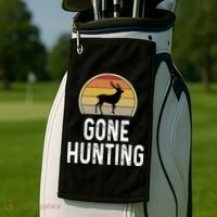 Elk Hunter Funny Gift Funny Elk Hunting Gift Gone Hunting Retro Funny Gift Golf Towel thumb 2