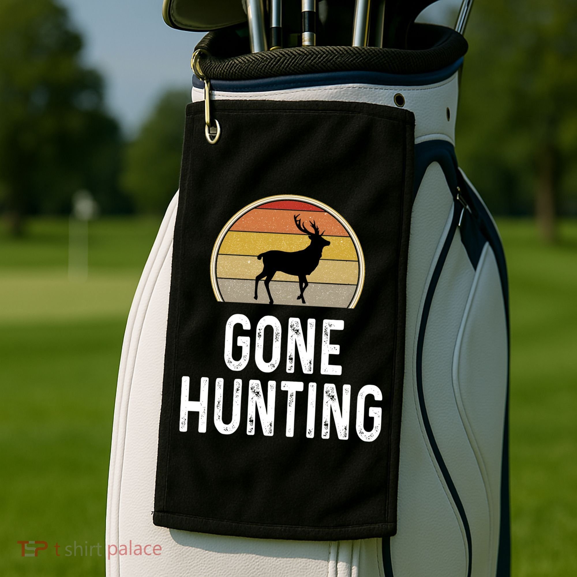 Elk Hunter Funny Gift Funny Elk Hunting Gift Gone Hunting Retro Funny Gift Golf Towel