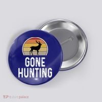 Elk Hunter Funny Gift Funny Elk Hunting Gift Gone Hunting Retro Funny Gift Button thumb 0