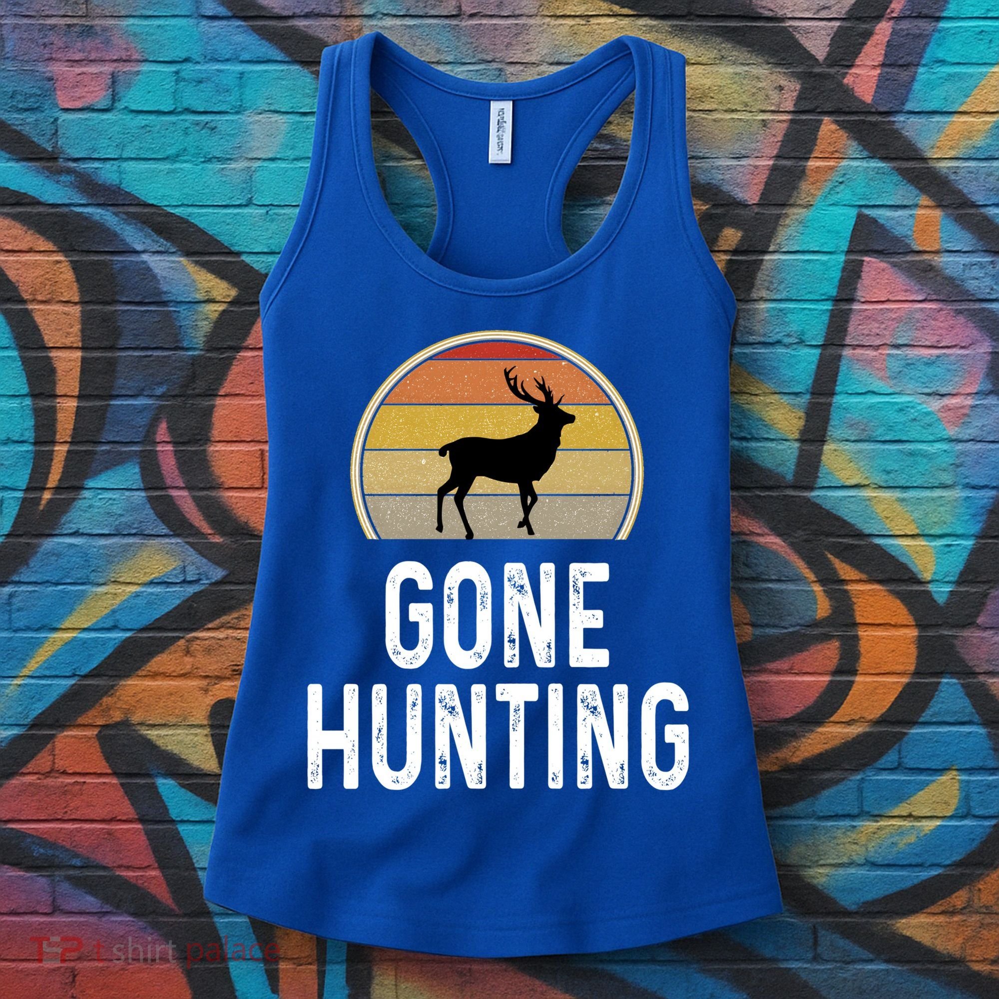 Elk Hunter Funny Gift Funny Elk Hunting Gift Gone Hunting Retro Funny Gift Women's Tank Top