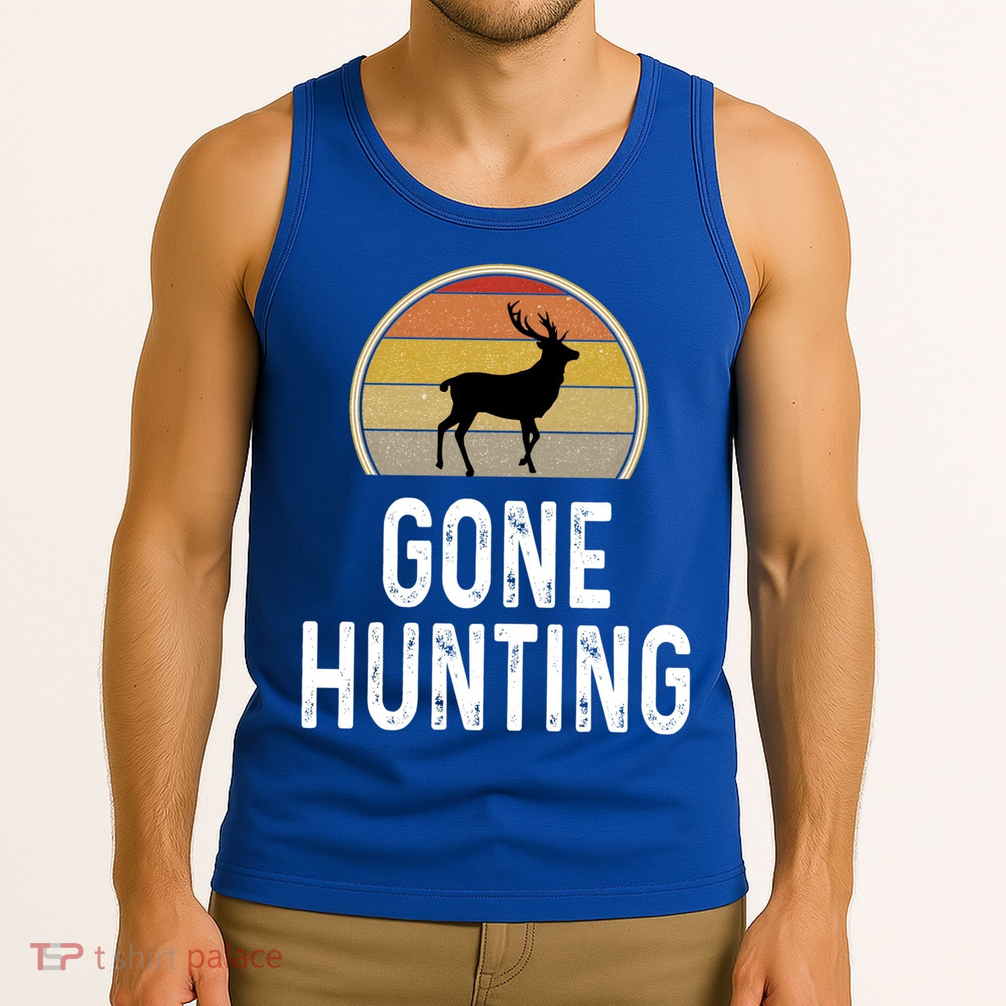 Elk Hunter Funny Gift Funny Elk Hunting Gift Gone Hunting Retro Funny Gift Tank Top