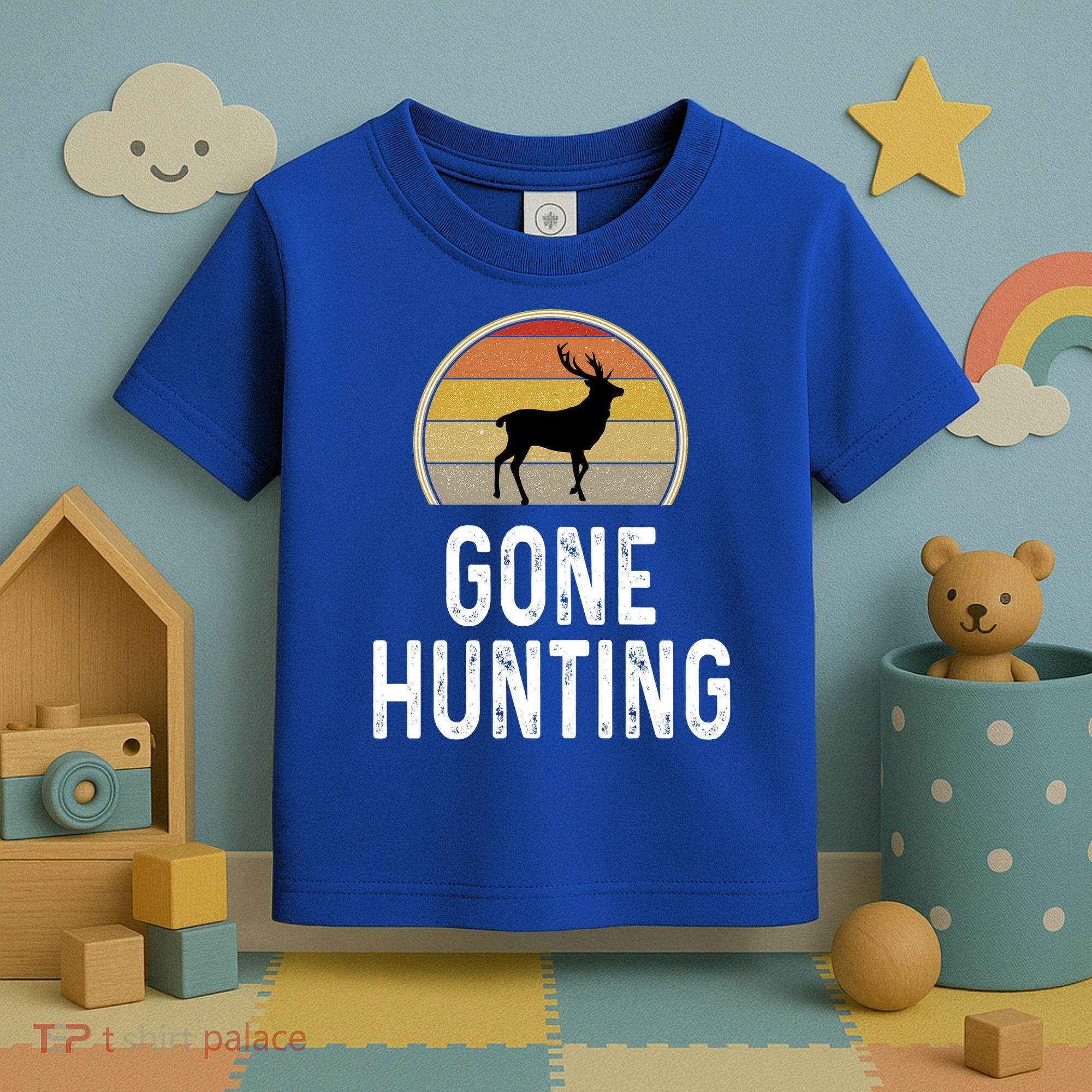 Elk Hunter Funny Gift Funny Elk Hunting Gift Gone Hunting Retro Funny Gift Toddler T-Shirt