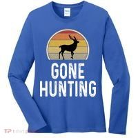 Elk Hunter Funny Gift Funny Elk Hunting Gift Gone Hunting Retro Funny Gift Women's Long Sleeve Shirt thumb 0