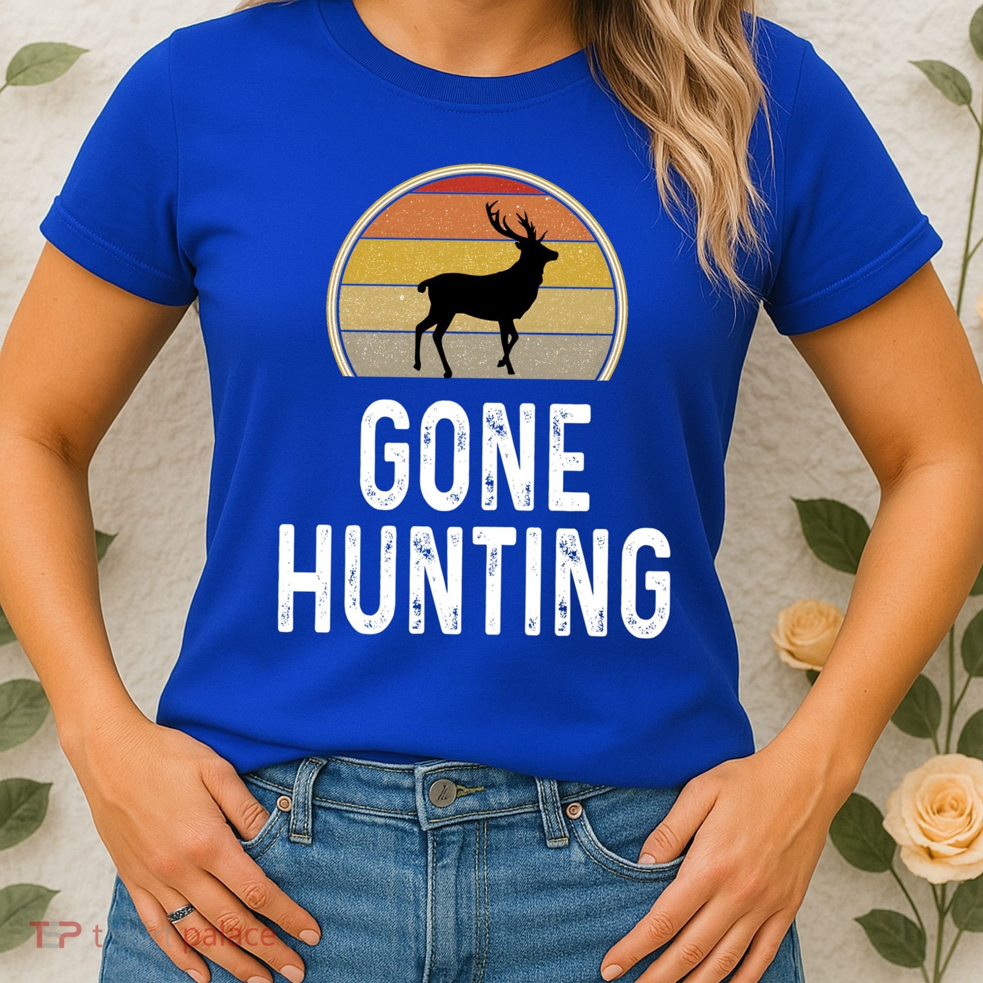 Elk Hunter Funny Gift Funny Elk Hunting Gift Gone Hunting Retro Funny Gift Women's T-Shirt