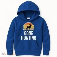 Elk Hunter Funny Gift Funny Elk Hunting Gift Gone Hunting Retro Funny Gift Kids Hoodie thumb 0
