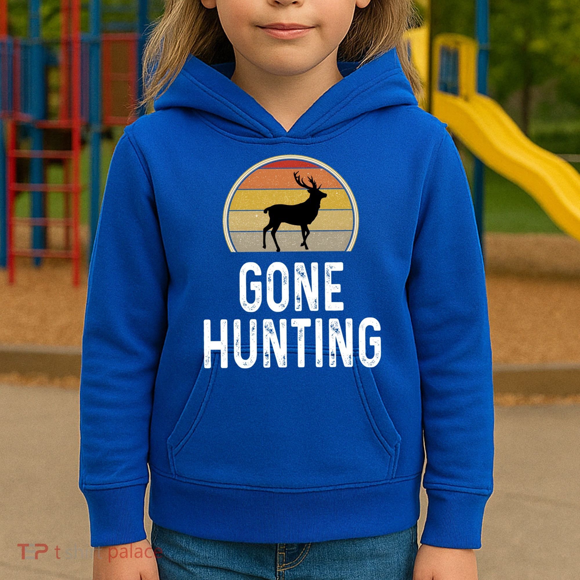 Elk Hunter Funny Gift Funny Elk Hunting Gift Gone Hunting Retro Funny Gift Kids Hoodie