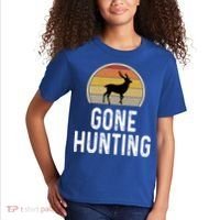 Elk Hunter Funny Gift Funny Elk Hunting Gift Gone Hunting Retro Funny Gift Kids T-Shirt thumb 2