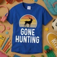 Elk Hunter Funny Gift Funny Elk Hunting Gift Gone Hunting Retro Funny Gift Kids T-Shirt thumb 3