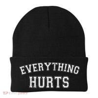 Everything Hurts Funny Gym Workout Gift Beanie thumb 0