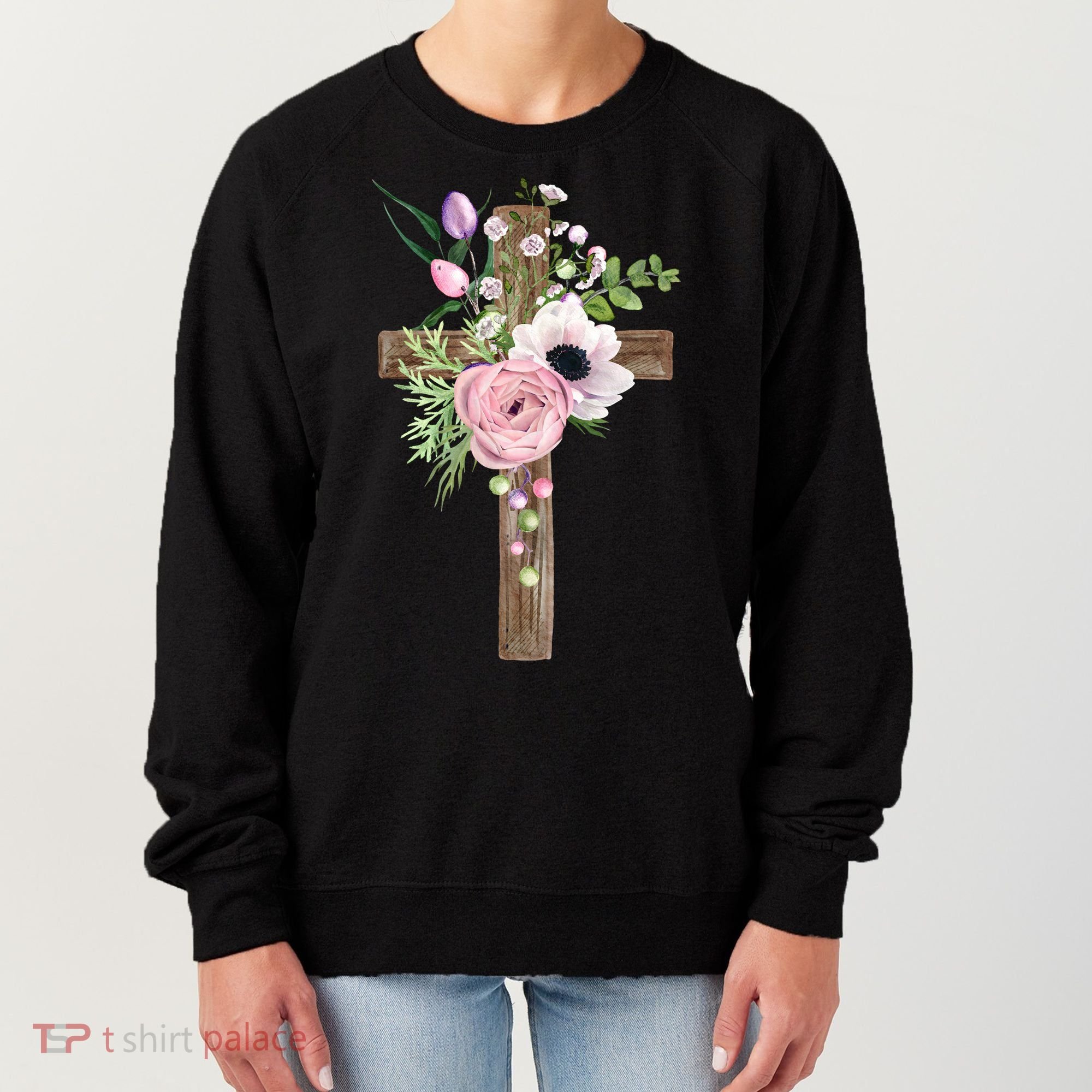 Easter Holiday Floral Cross Women's Sweatshirt