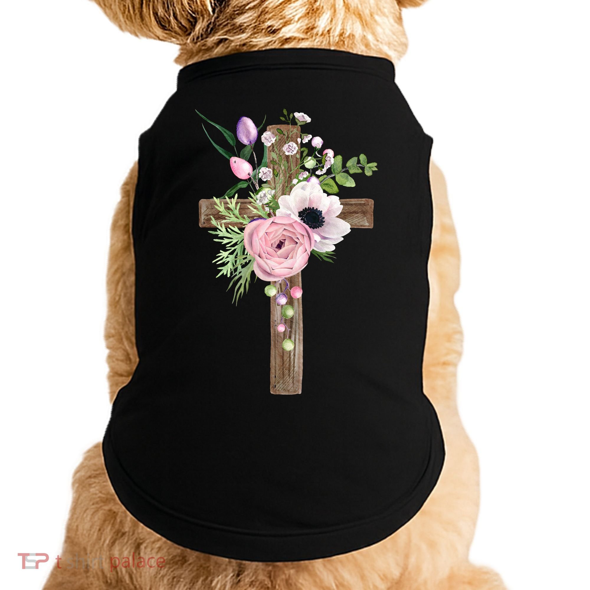 Easter Holiday Floral Cross Doggie Tank
