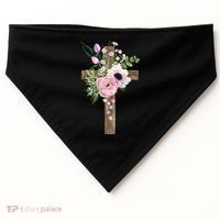 Easter Holiday Floral Cross USA-Made Doggie Bandana thumb 0