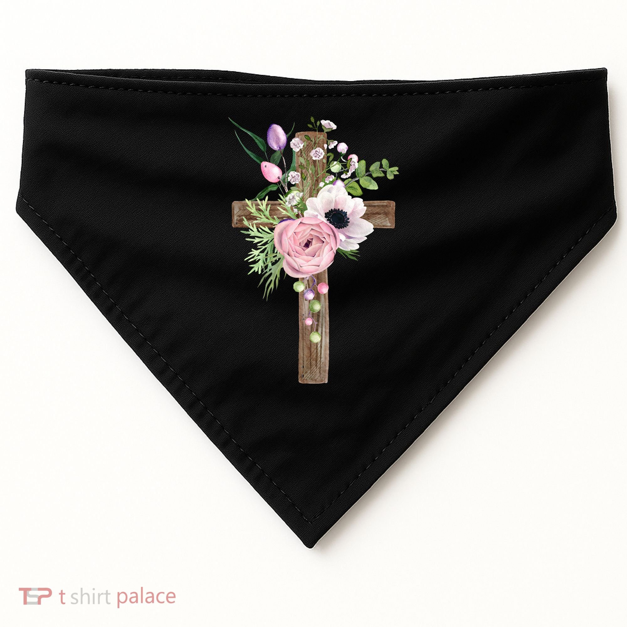 Easter Holiday Floral Cross USA-Made Doggie Bandana