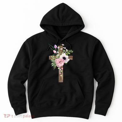 Easter Holiday Floral Cross Hoodie