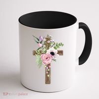 Easter Holiday Floral Cross Coffee Mug thumb 1