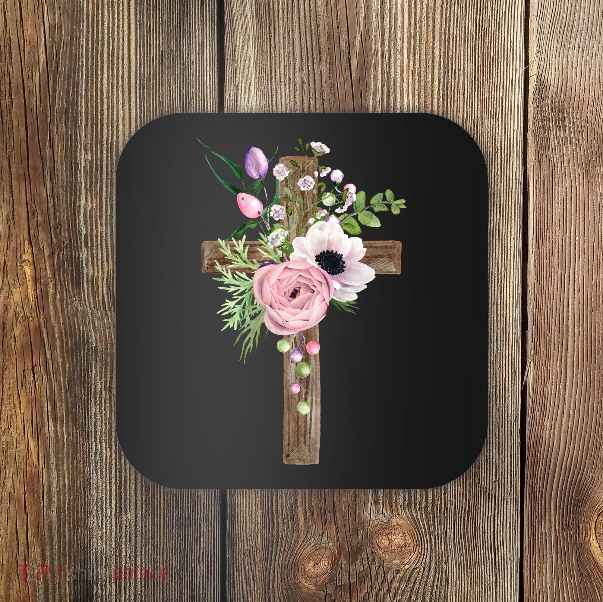 Easter Holiday Floral Cross Coaster