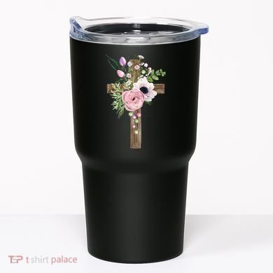 Easter Holiday Floral Cross Tumbler