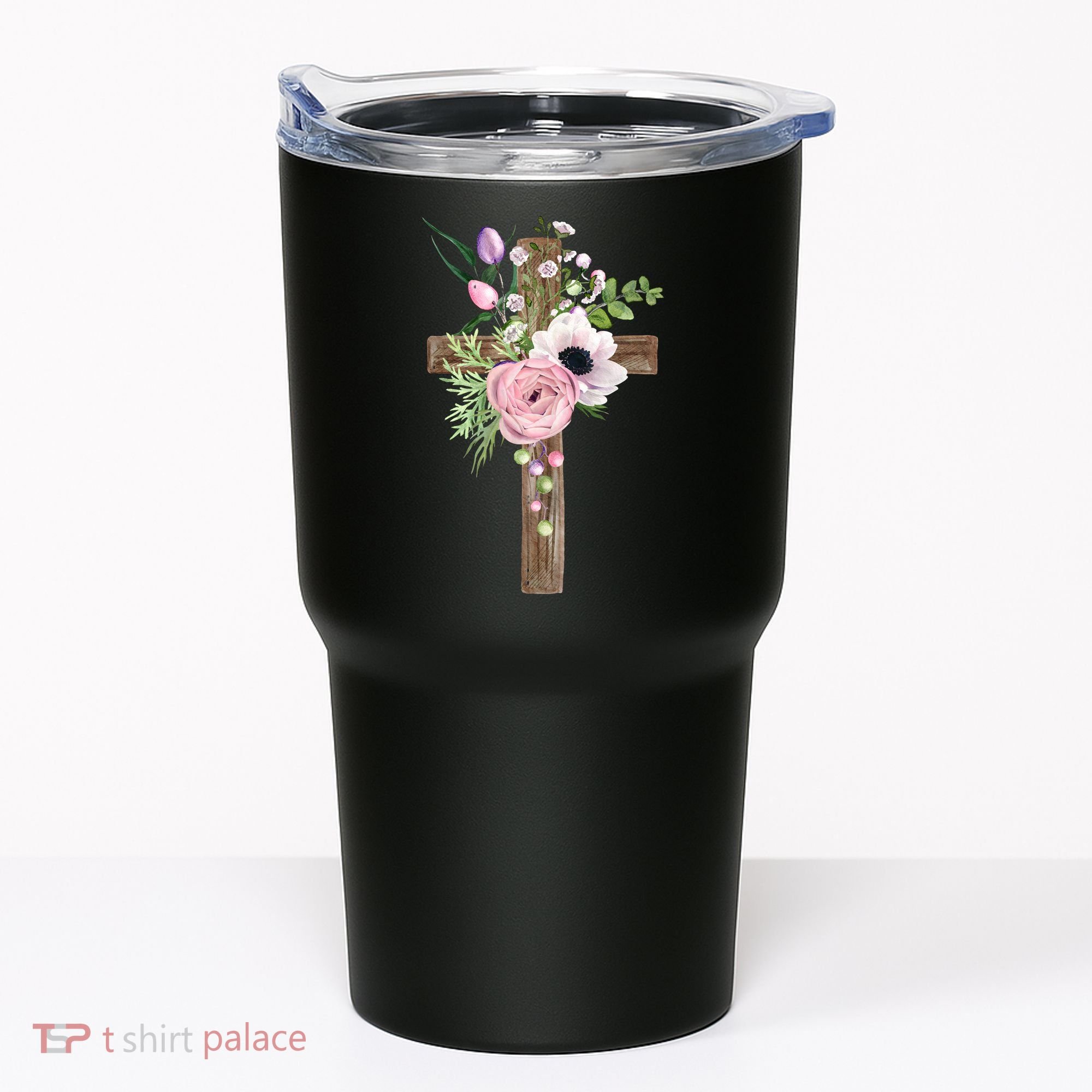 Easter Holiday Floral Cross Tumbler