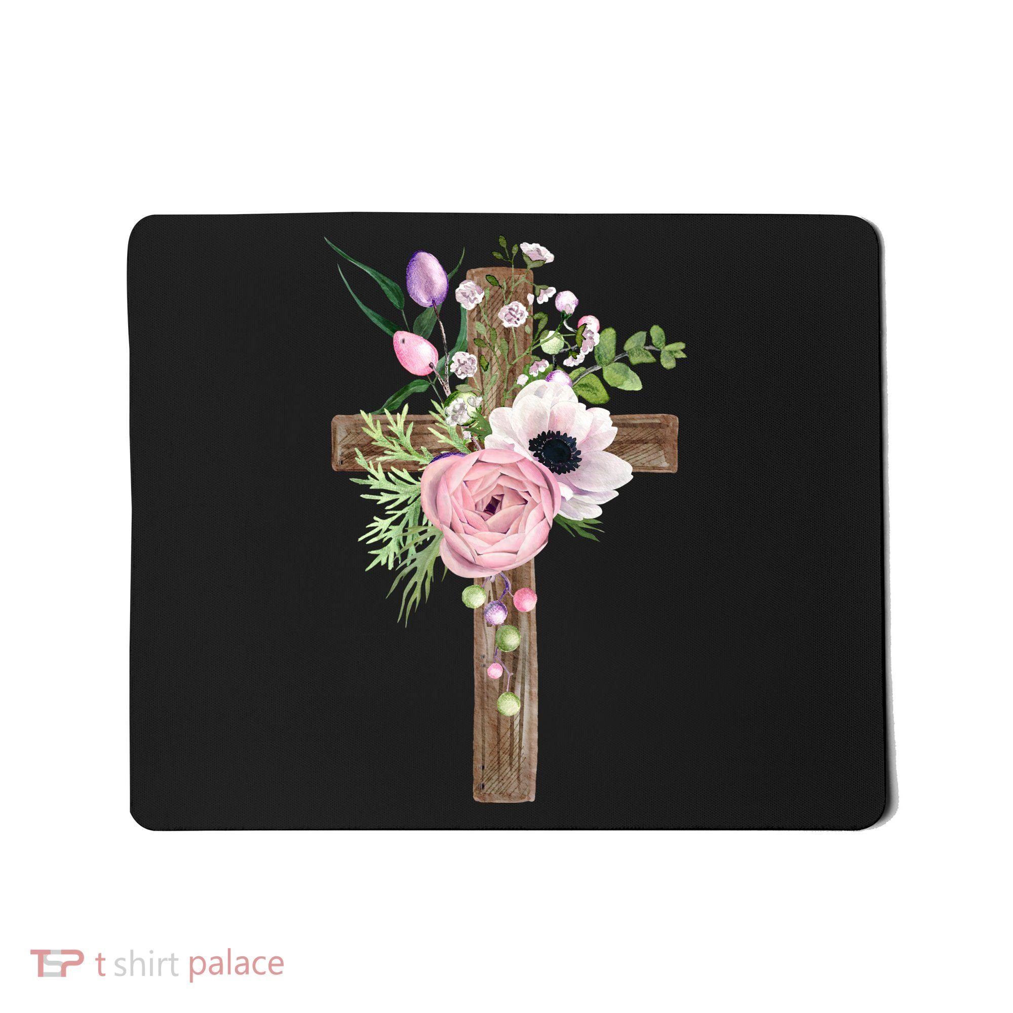 Easter Holiday Floral Cross Mousepad