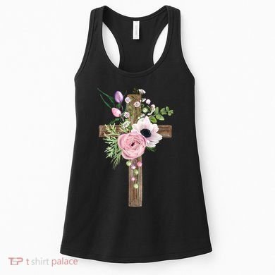 Easter Holiday Floral Cross Women's Tank Top
