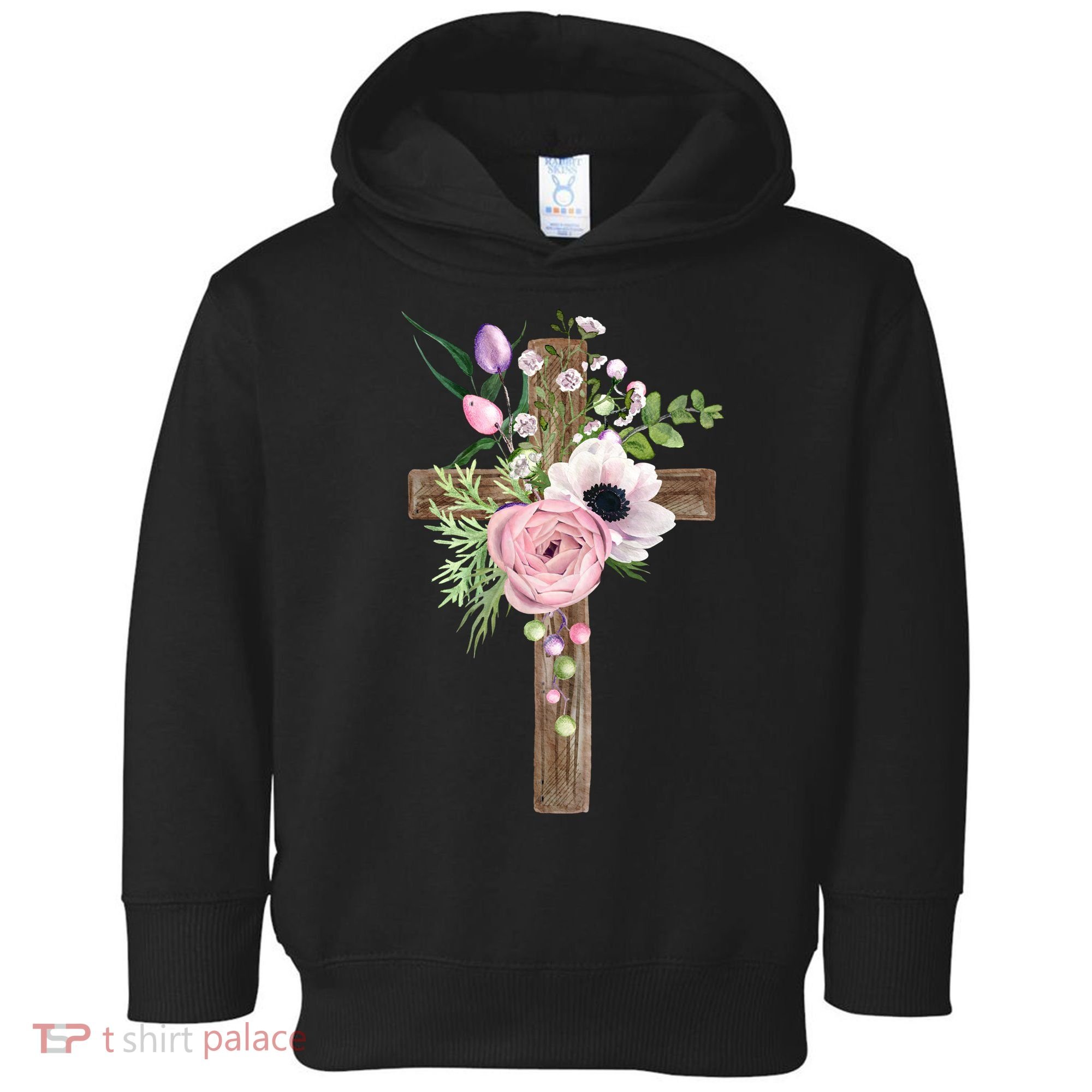 Easter Holiday Floral Cross Toddler Hoodie