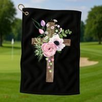 Easter Holiday Floral Cross Golf Towel thumb 1