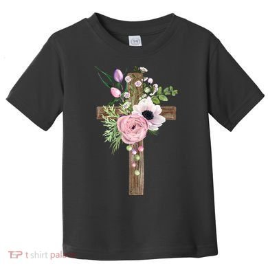 Easter Holiday Floral Cross Toddler T-Shirt