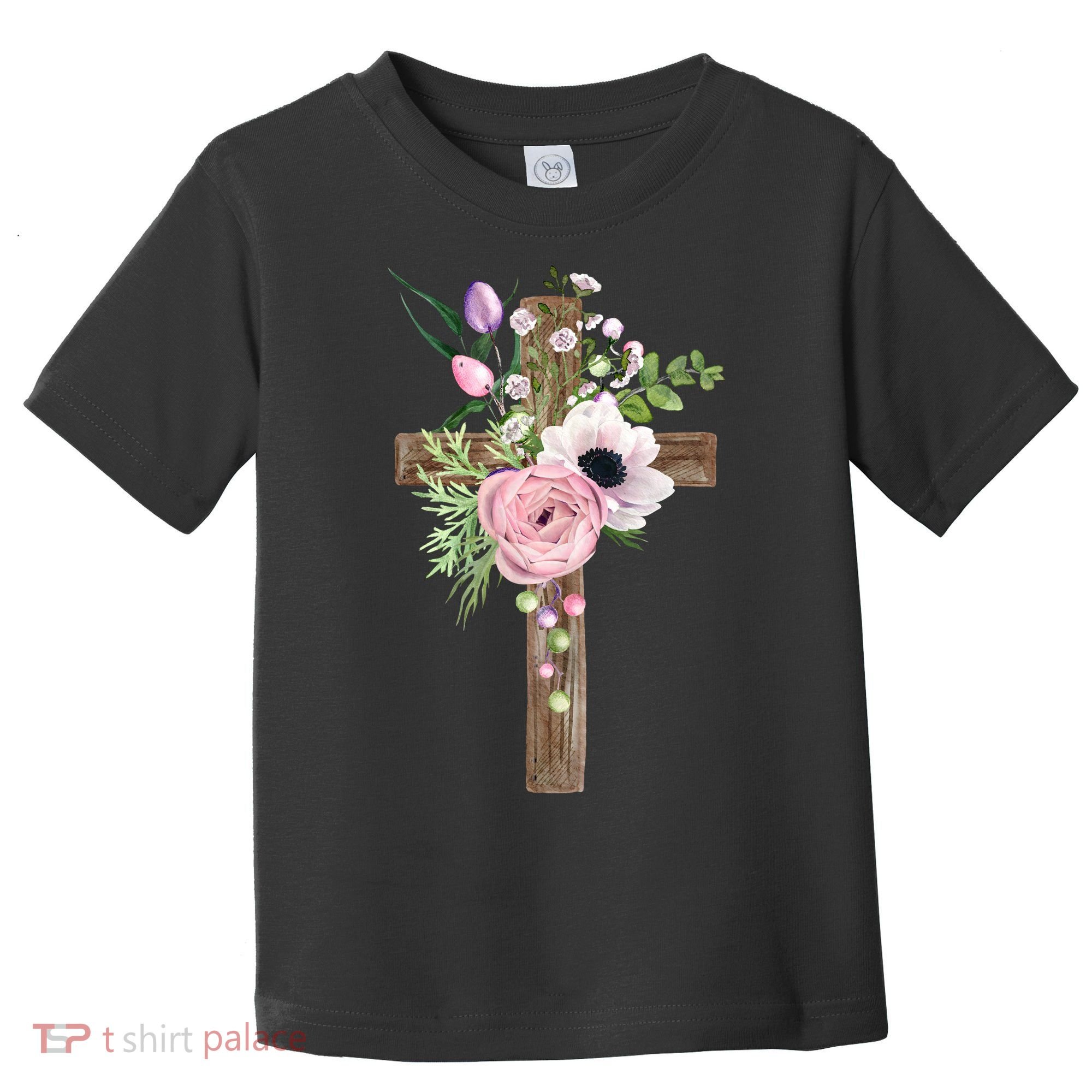 Easter Holiday Floral Cross Toddler T-Shirt