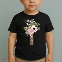 Easter Holiday Floral Cross Toddler T-Shirt thumb 2