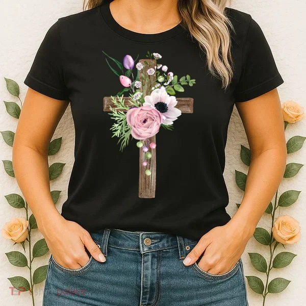 Easter Holiday Floral Cross Women's T-Shirt