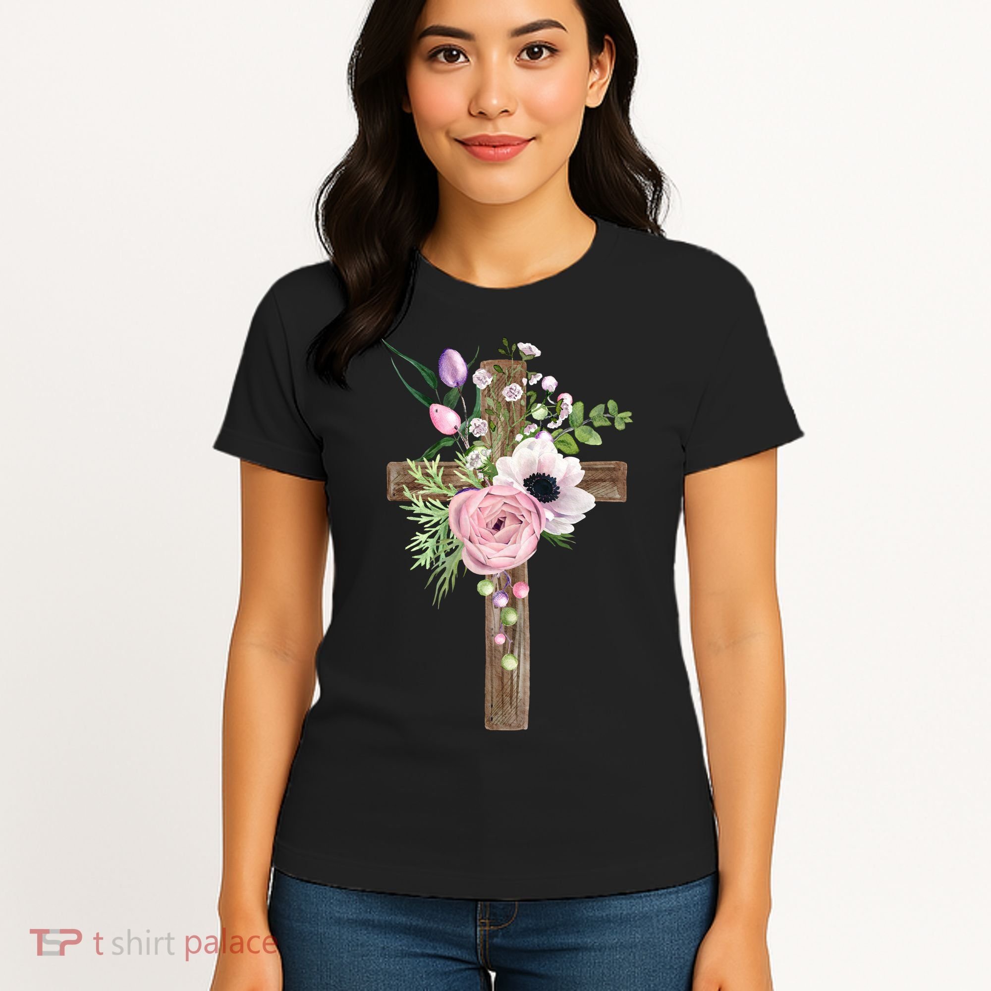 Easter Holiday Floral Cross Women's T-Shirt