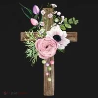 Easter Holiday Floral Cross Women's T-Shirt thumb 6