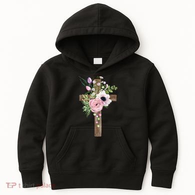 Easter Holiday Floral Cross Kids Hoodie