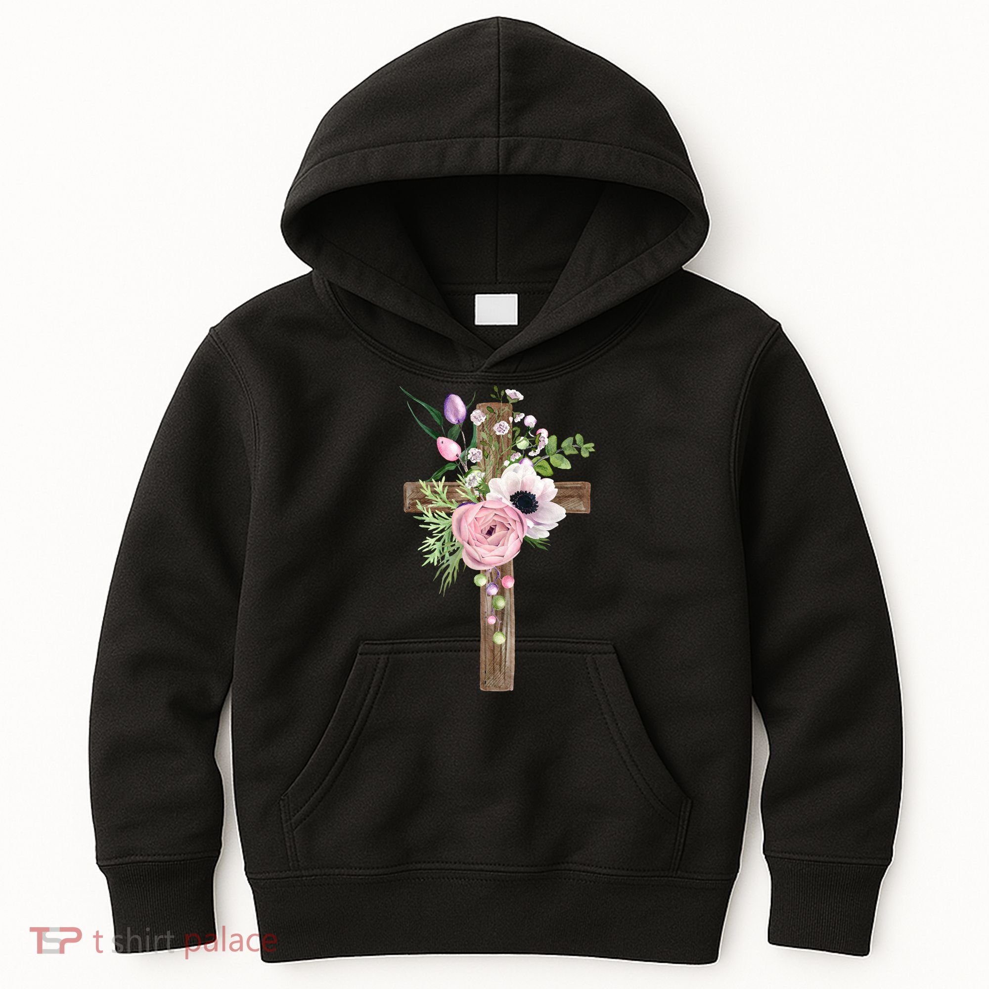 Easter Holiday Floral Cross Kids Hoodie