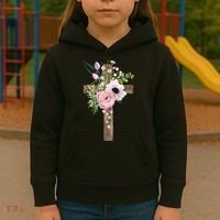 Easter Holiday Floral Cross Kids Hoodie thumb 3